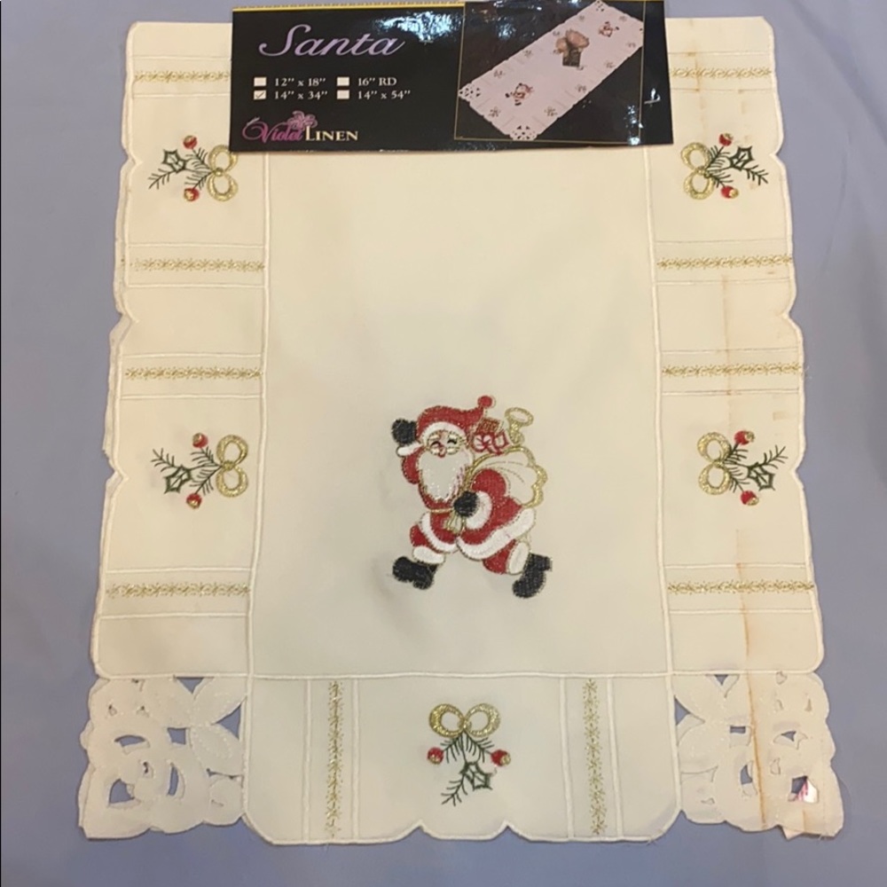 Ivory Santa Table Runner